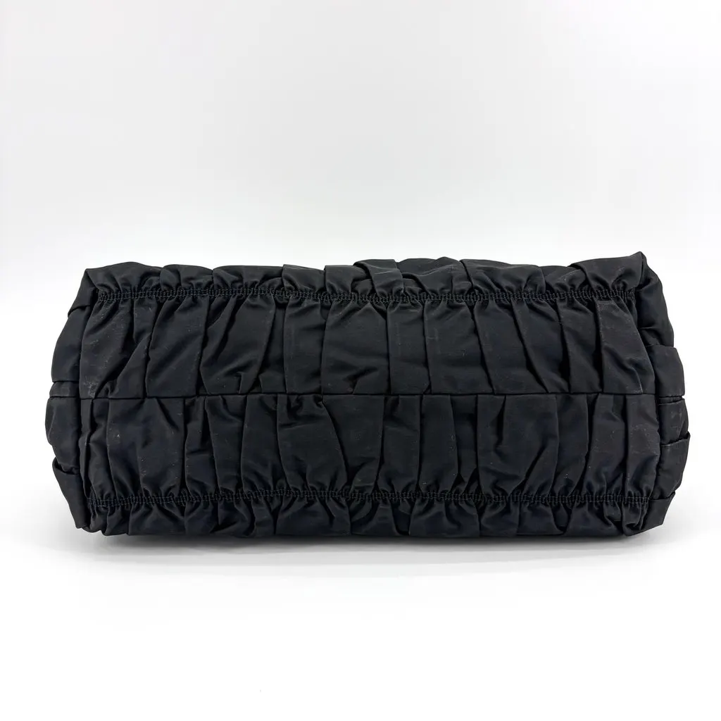 Prada Tessuto Gaufre Shirred Tote Bag Black Black Polyamide Good - Box View