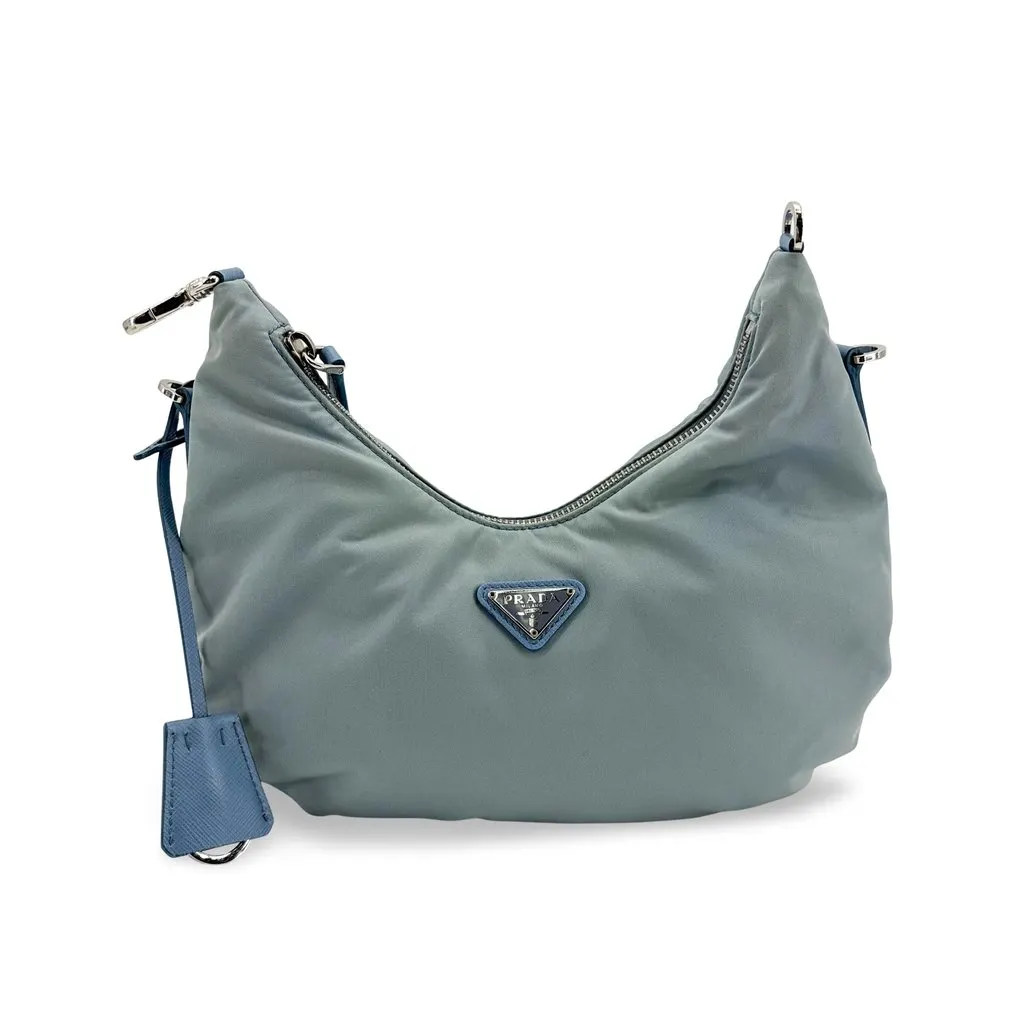 Prada Re-Edition 2005 Re-Nylon Shoulder Bag Astral Blue Blue Polyamide Fair - Front View