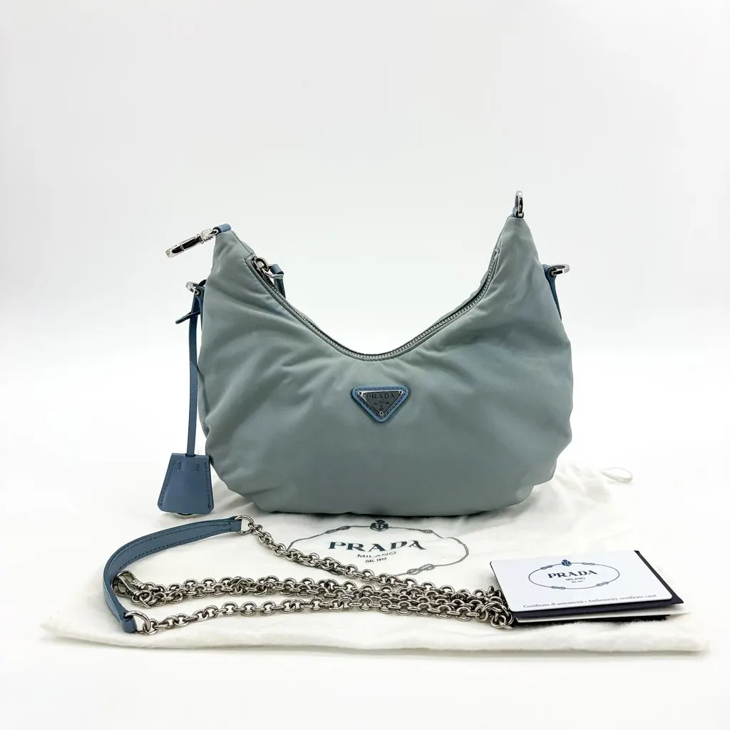 Prada Re-Edition 2005 Re-Nylon Shoulder Bag Astral Blue Blue Polyamide Fair - Back View
