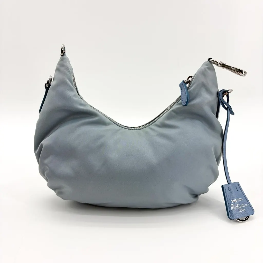 Prada Re-Edition 2005 Re-Nylon Shoulder Bag Astral Blue Blue Polyamide Fair - Inside View