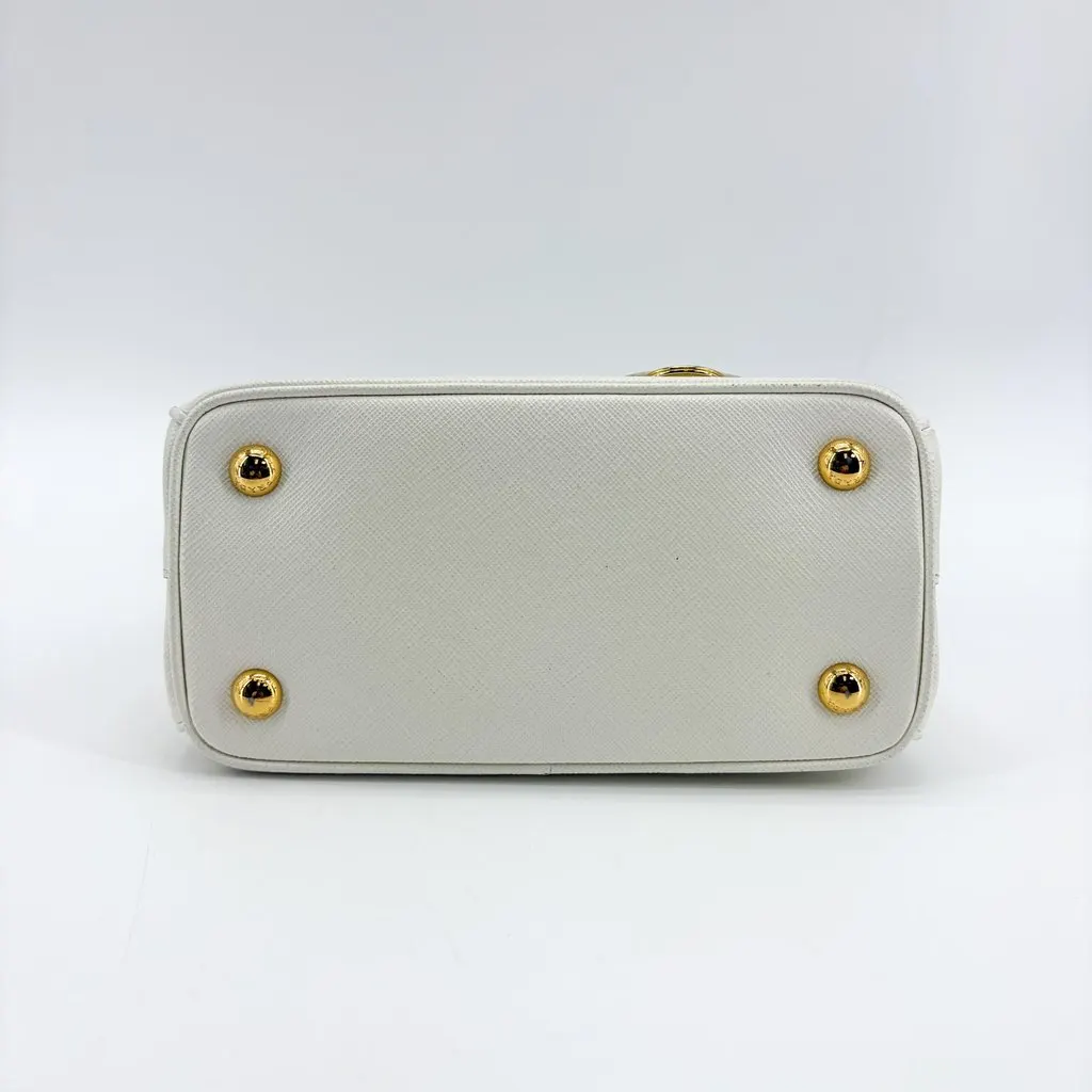 Prada Galleria Saffiano Micro Shoulder Bag White Gold Hardware Gold Leather Good - Box View
