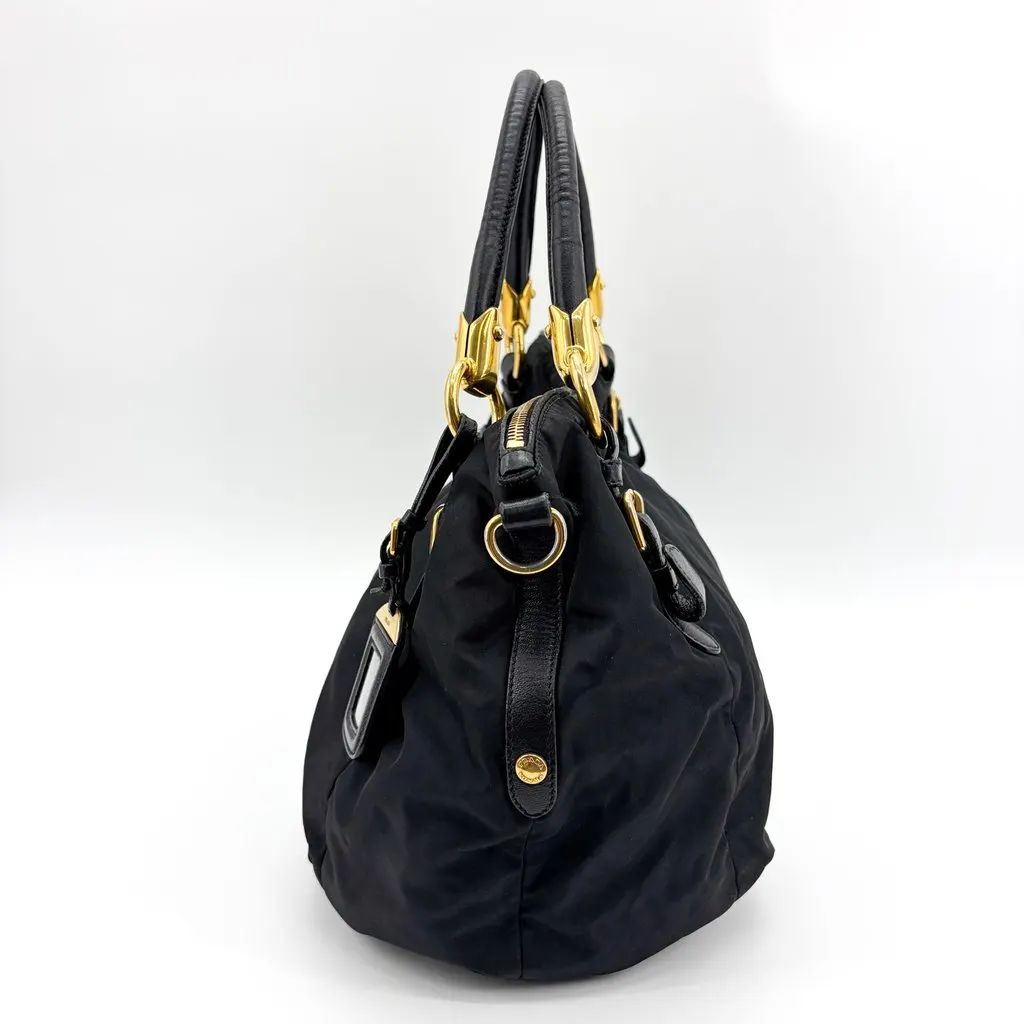 Prada Tessuto Nylon Shoulder Bag Black Black Polyamide Fair - Model View