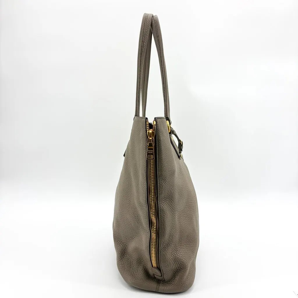 Prada Vitello Phenix Shoulder Tote Bag Grey MultiColor Leather Good - Model View