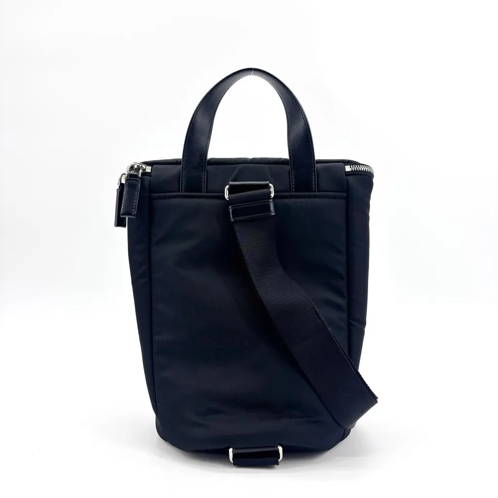 Prada Nylon Top Handle Bucket Bag Black Black Polyamide Good - Inside View