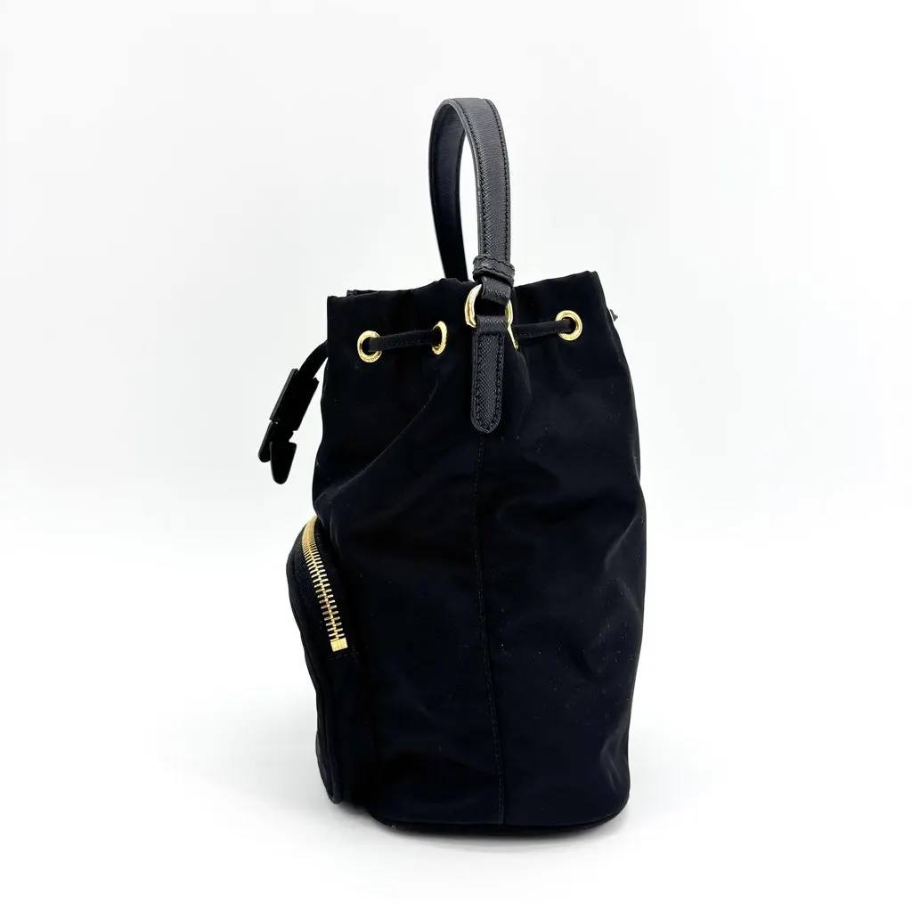 Prada Tessuto Nylon Bucket Bag Black Black Polyamide Good - Box View