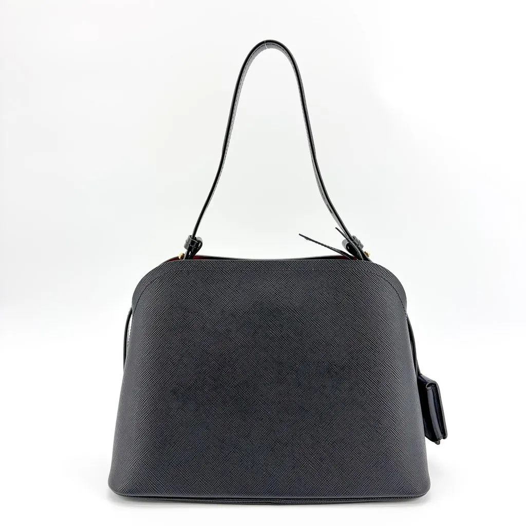 Prada Saffiano Cuir Shoulder Bag Black Black Leather Very good - Inside View