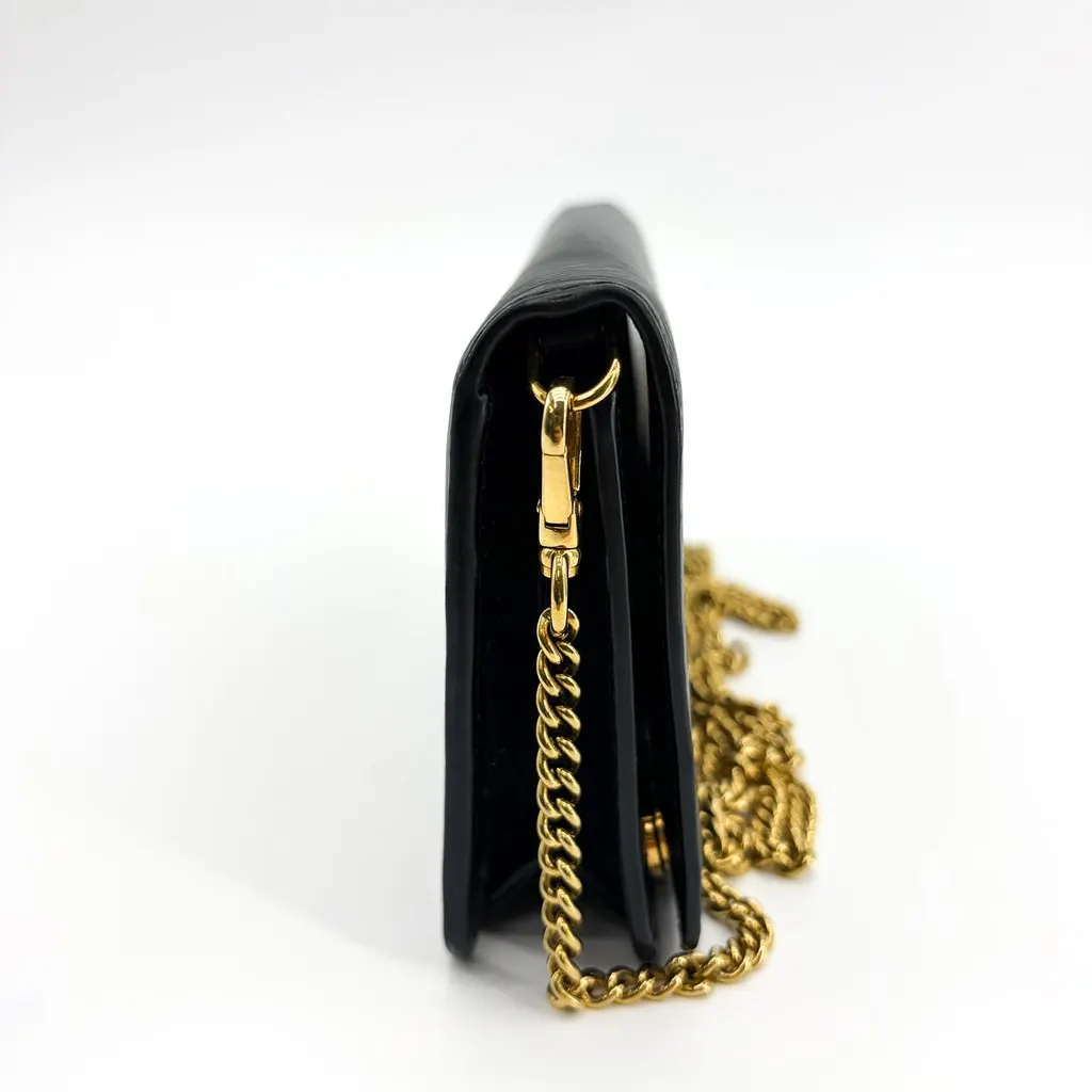 Prada Vitello Move Triangle Logo Chain Shoulder Bag Black Black Leather Good - Box View