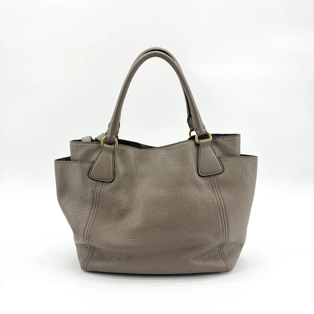 Prada Vitello Phenix 2Way Tote Bag Argilla Gray MultiColor Leather Good - Back View