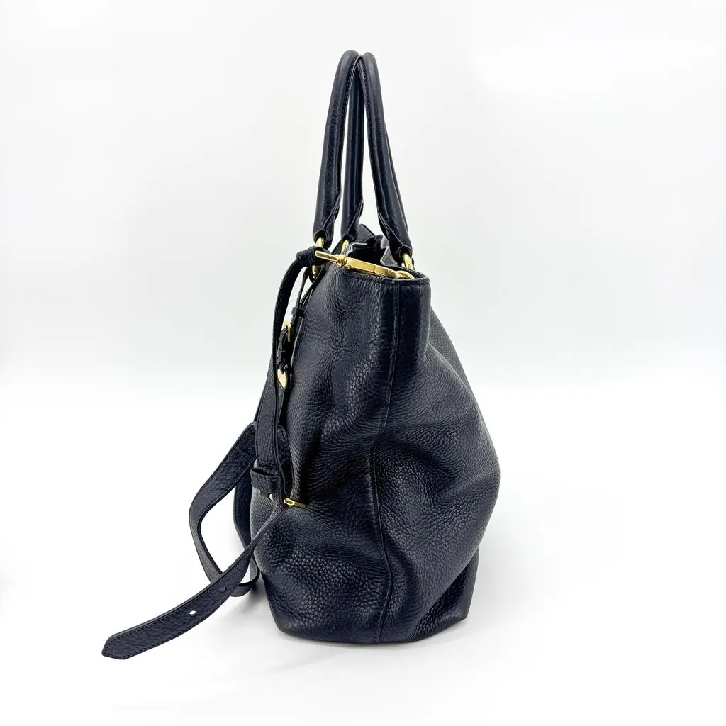 Prada Vitello Phenix 2-Way Tote Shoulder Bag Baltico Navy Navy Leather Good - Inside View