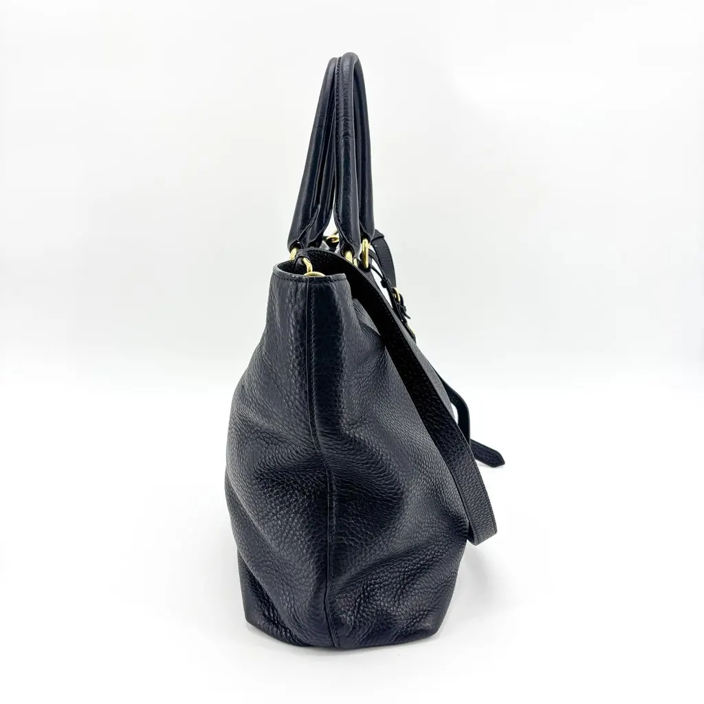 Prada Vitello Phenix 2-Way Tote Shoulder Bag Baltico Navy Navy Leather Good - Model View