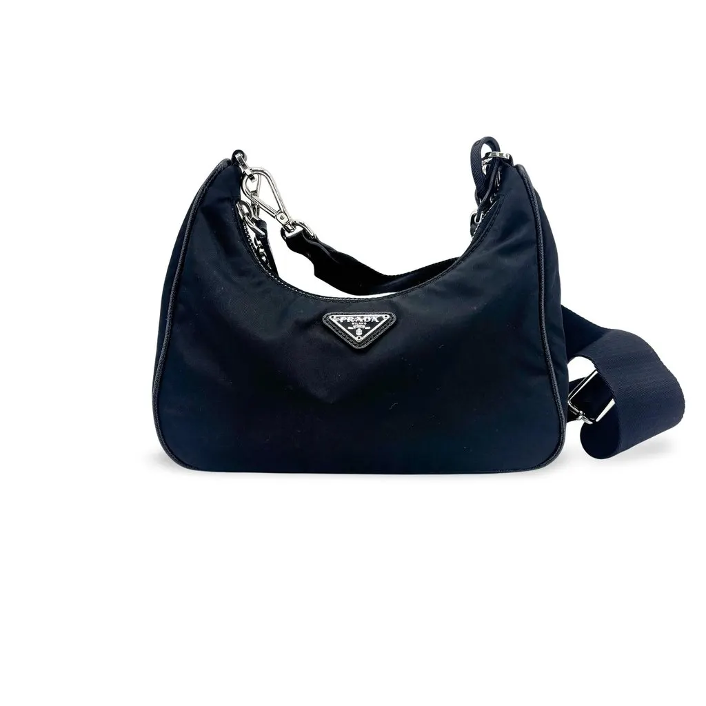 Prada Re-Edition 2005 Re-Nylon Shoulder Bag Black Black Polyamide Good - Front View