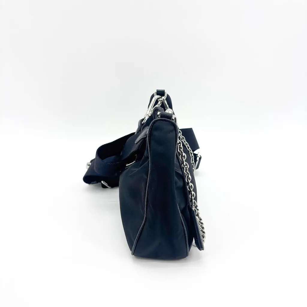 Prada Re-Edition 2005 Re-Nylon Shoulder Bag Black Black Polyamide Good - Model View