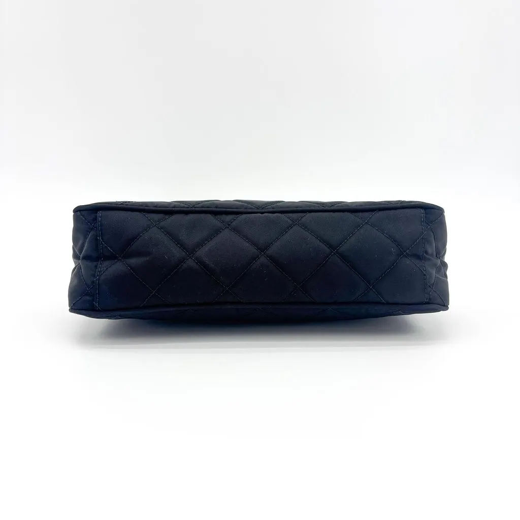 Prada Quilted Nylon Chain Shoulder Bag Black Black Polyamide Good - Box View