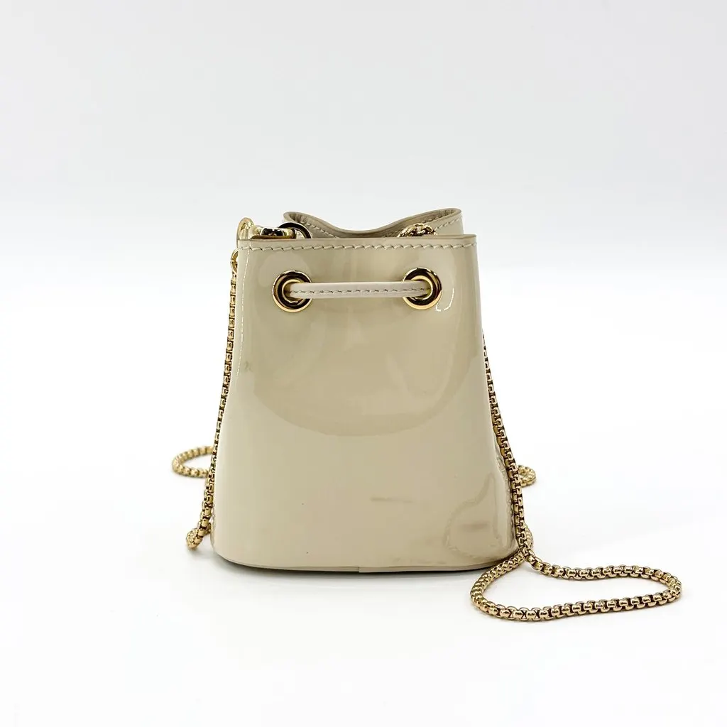 Prada Patent Leather Micro Bucket Bag Beige Gold Hardware Beige Leather Very good - Inside View