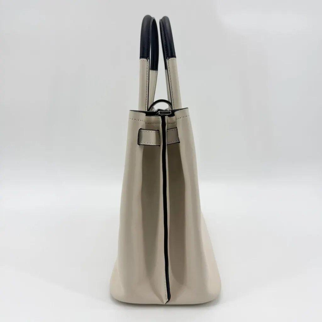 Prada Grace Calf Leather Tote Bag Ivory Black Black Leather Very good - Model View