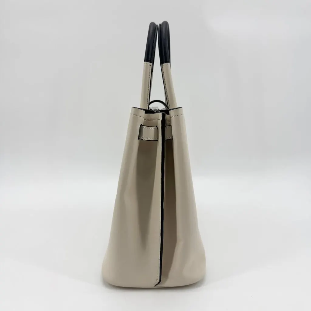 Prada Grace Calf Leather Tote Bag Ivory Black Black Leather Very good - Box View