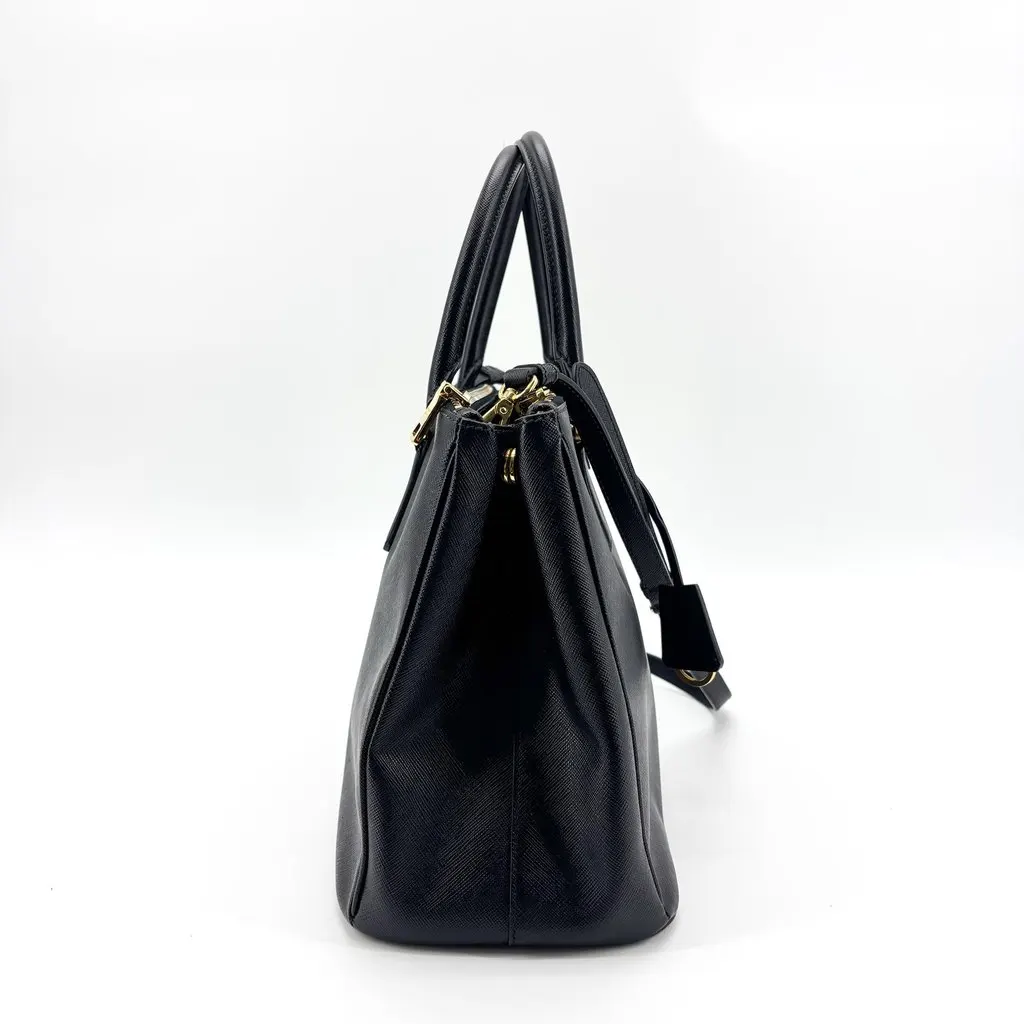 Prada Saffiano Leather Galleria Bag Medium Black Black Leather Very good - Box View