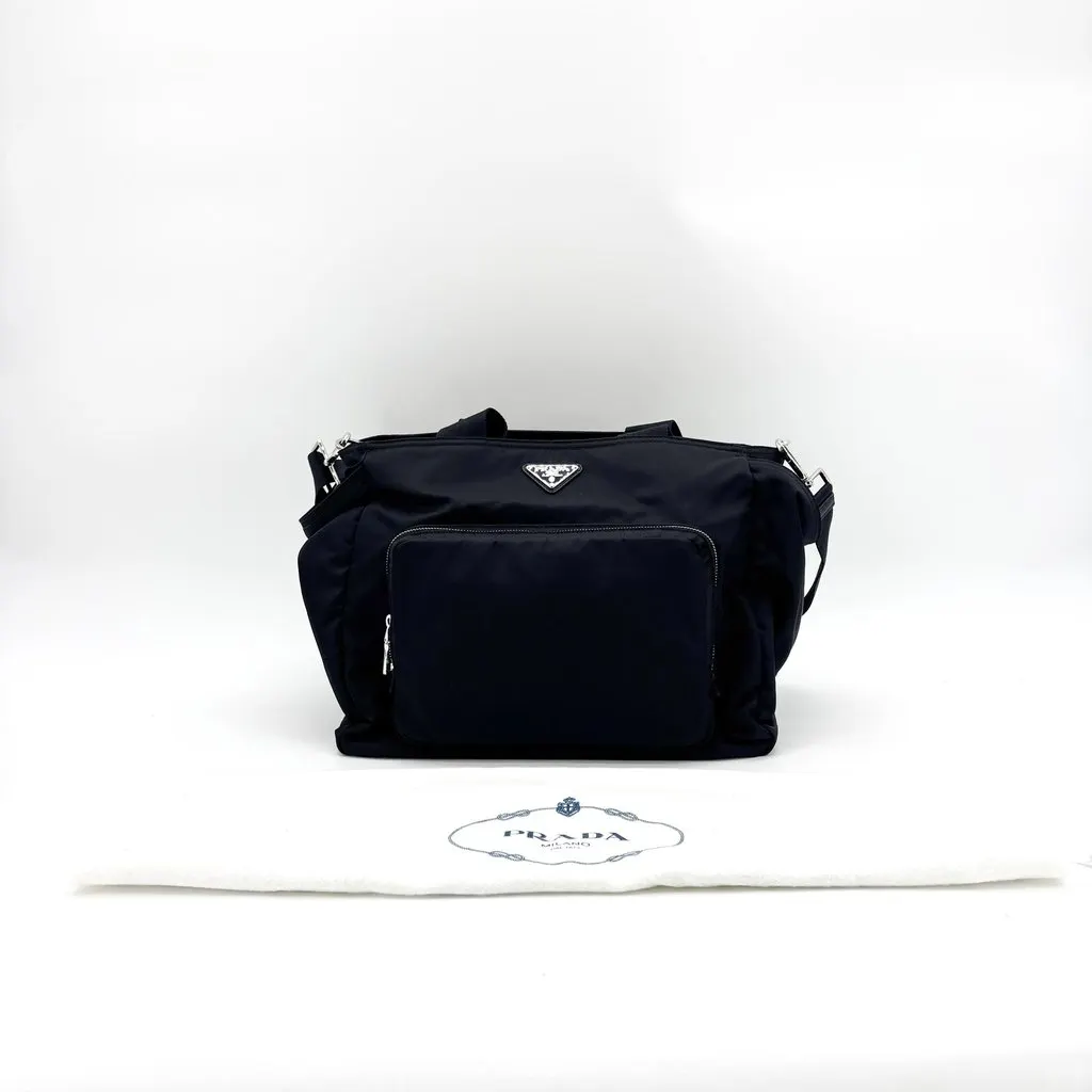 Prada Tessuto Nylon Tote Shoulder Bag Black Black Polyamide Good - Back View
