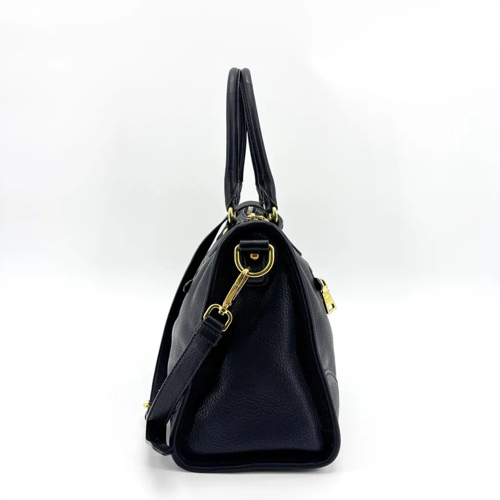 Prada Vitello Phenix 2-Way Tote Bag Black Black Leather Good - Model View