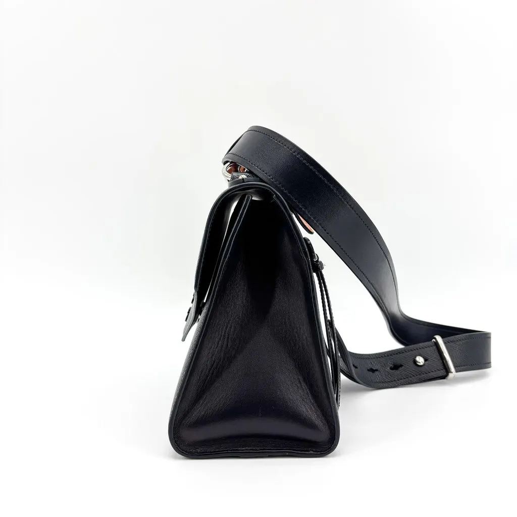 Prada Monochrome Saffiano Leather Top Handle 2Way Bag Navy Orange Navy Leather Very good - Inside View