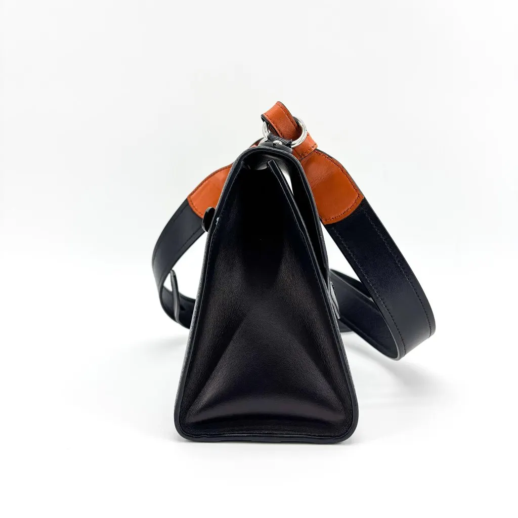 Prada Monochrome Saffiano Leather Top Handle 2Way Bag Navy Orange Navy Leather Very good - Model View