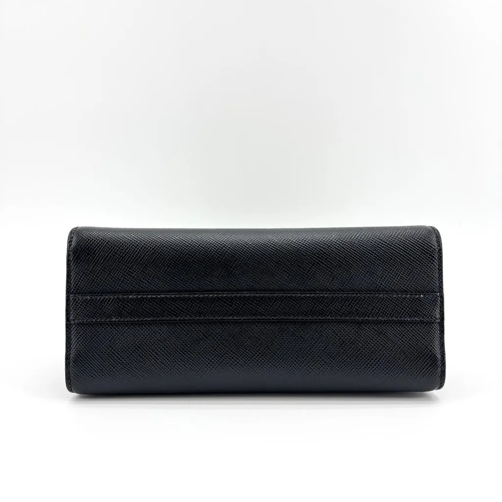 Prada Monochrome Saffiano Leather Top Handle 2Way Bag Navy Orange Navy Leather Very good - Box View