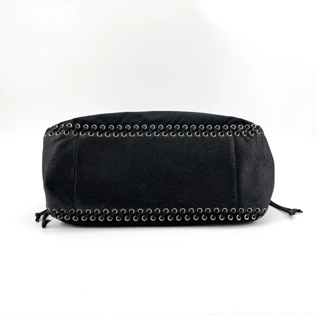 Prada Tessuto Nylon Eyelet Lace-Up Tote Bag Black Black Polyamide Very good - Box View