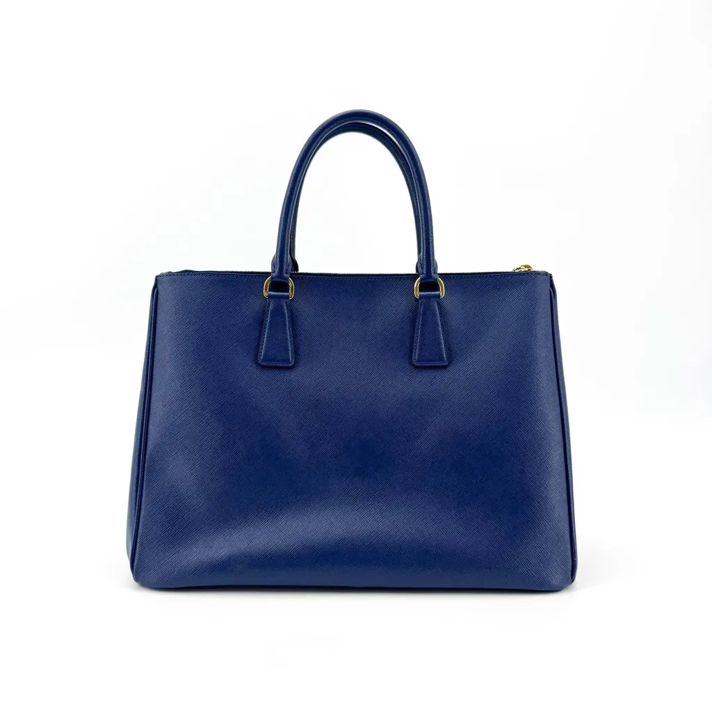 Prada Saffiano Lux Double Zip Tote Bag Navy Medium Blue Leather Very good - Inside View