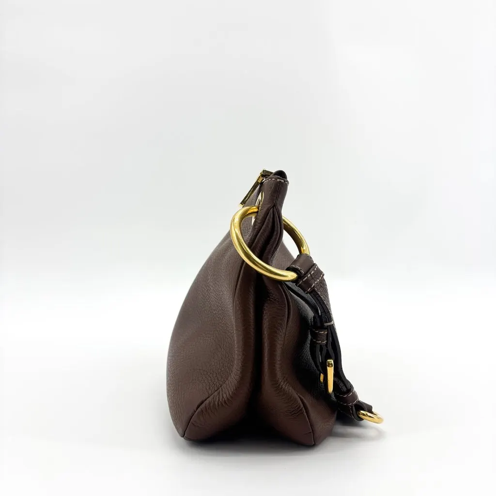 Prada Vitello Phenix Shoulder Bag Brown Brown Leather Good - Model View