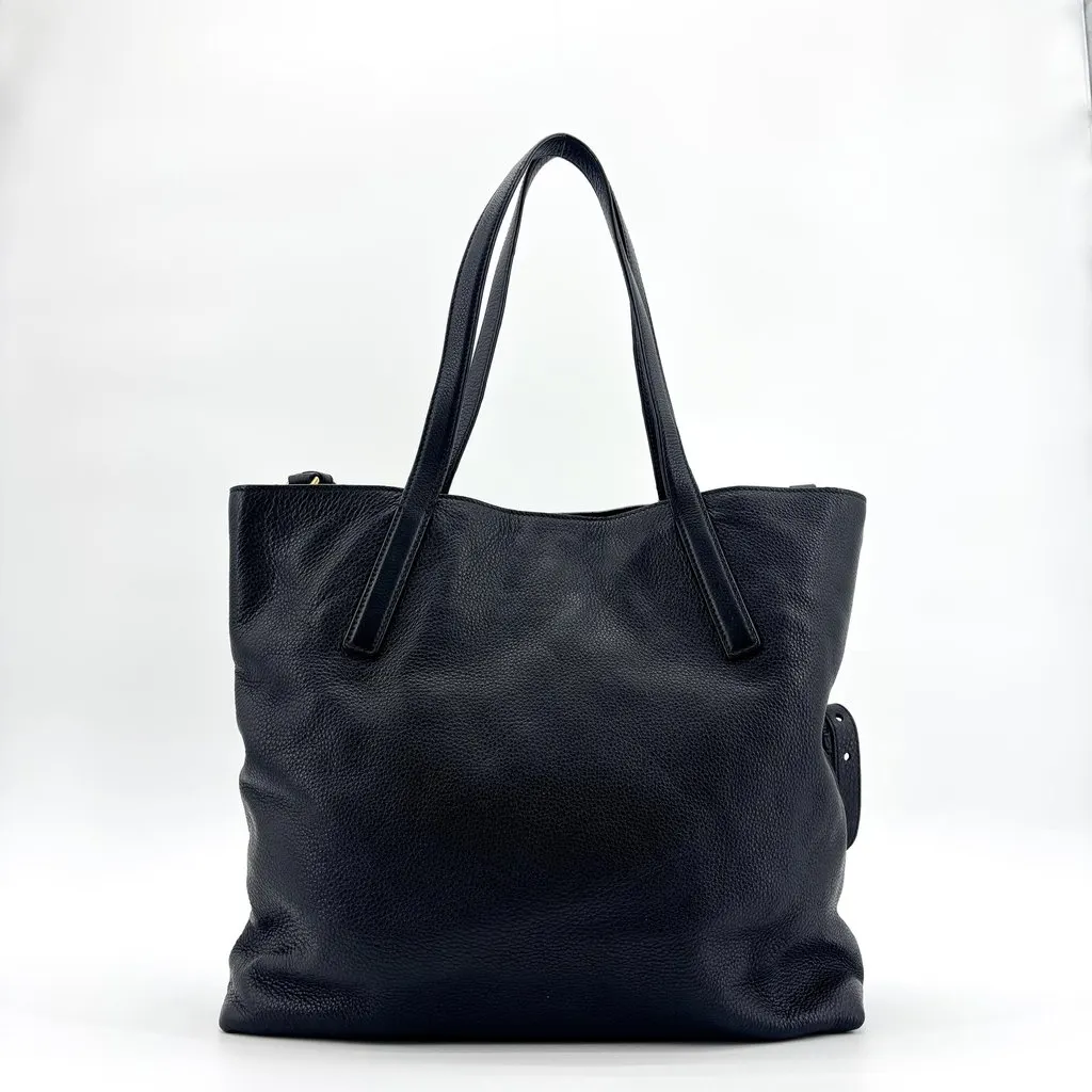 Prada Vitello Phenix Shoulder Tote Bag Navy Navy Leather Good - Back View