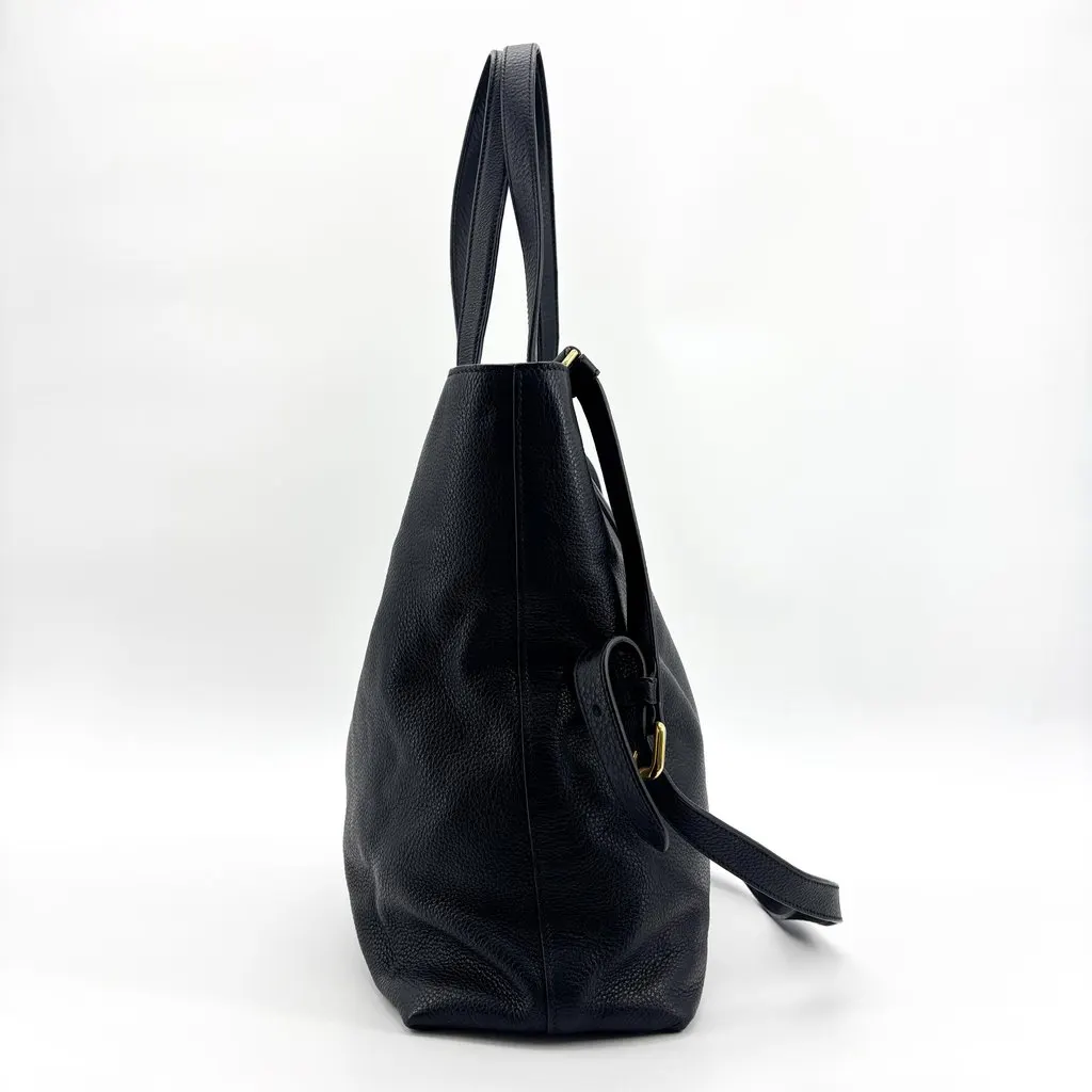 Prada Vitello Phenix Shoulder Tote Bag Navy Navy Leather Good - Model View