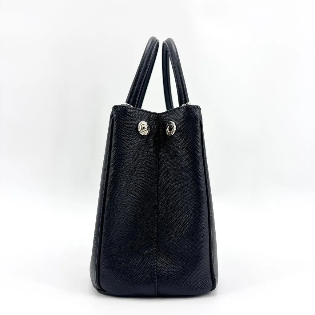Prada Galleria Saffiano Leather Small Bag Black Black Leather Very good - Model View