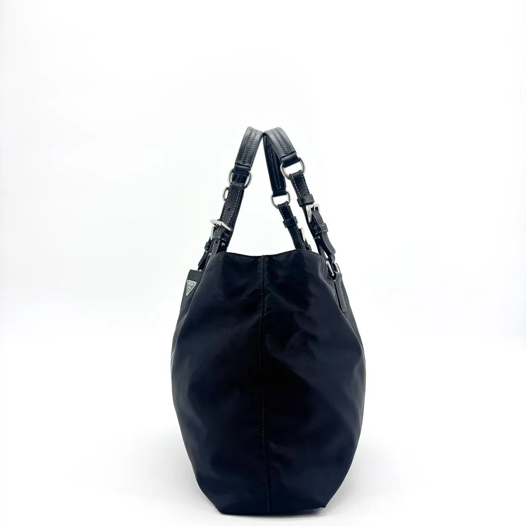 Prada Tessuto Nylon Saffiano Tote Bag Black Black Polyamide Good - Inside View
