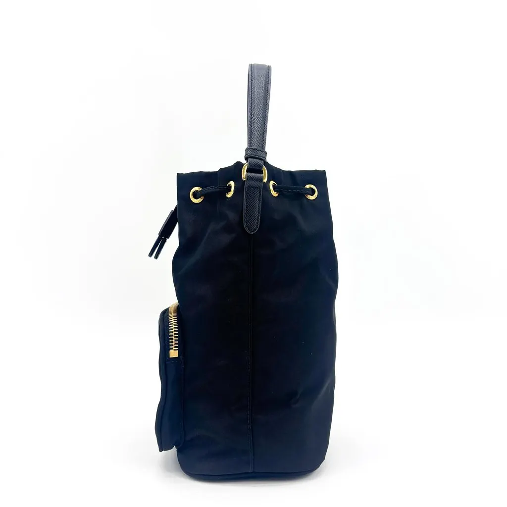 Prada Re-Nylon Duet Bucket Bag Black Gold Black Polyamide Good - Inside View
