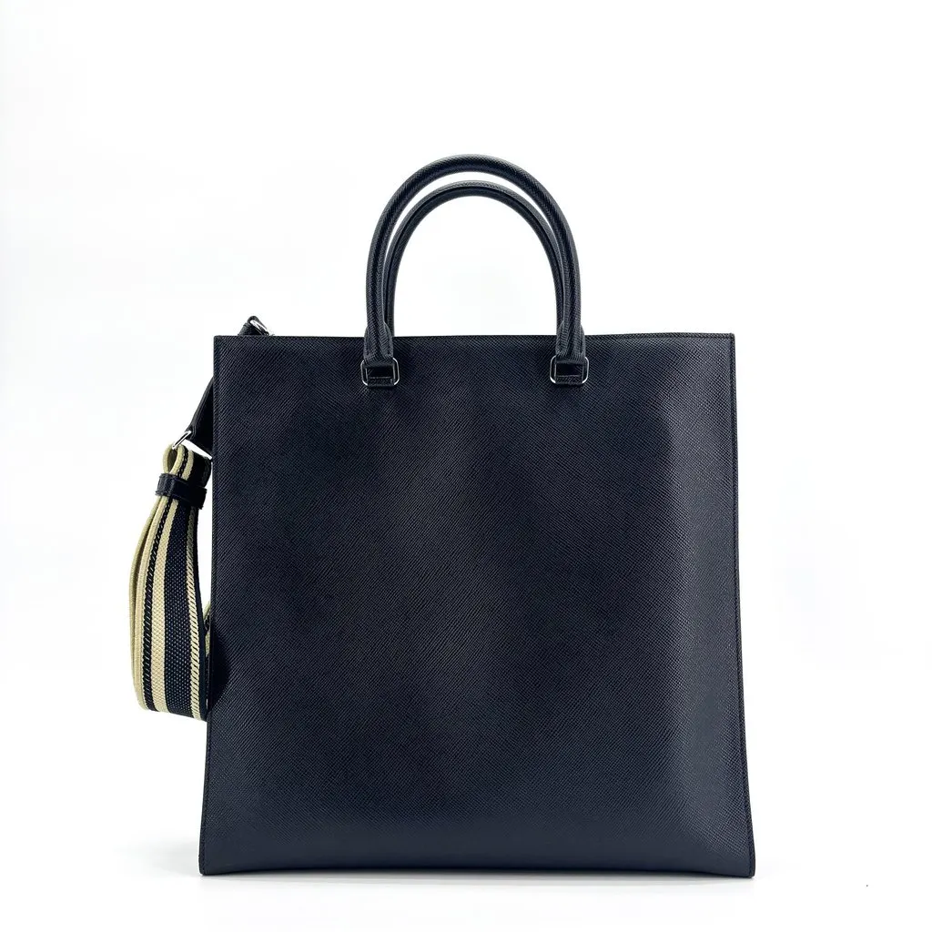 Prada Saffiano Leather Tote Bag Baltico Navy Navy Leather Very good - Inside View