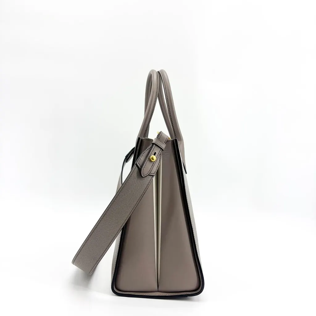 Prada Saffiano City Leather Tote Bag Gray MultiColor Leather Good - Model View