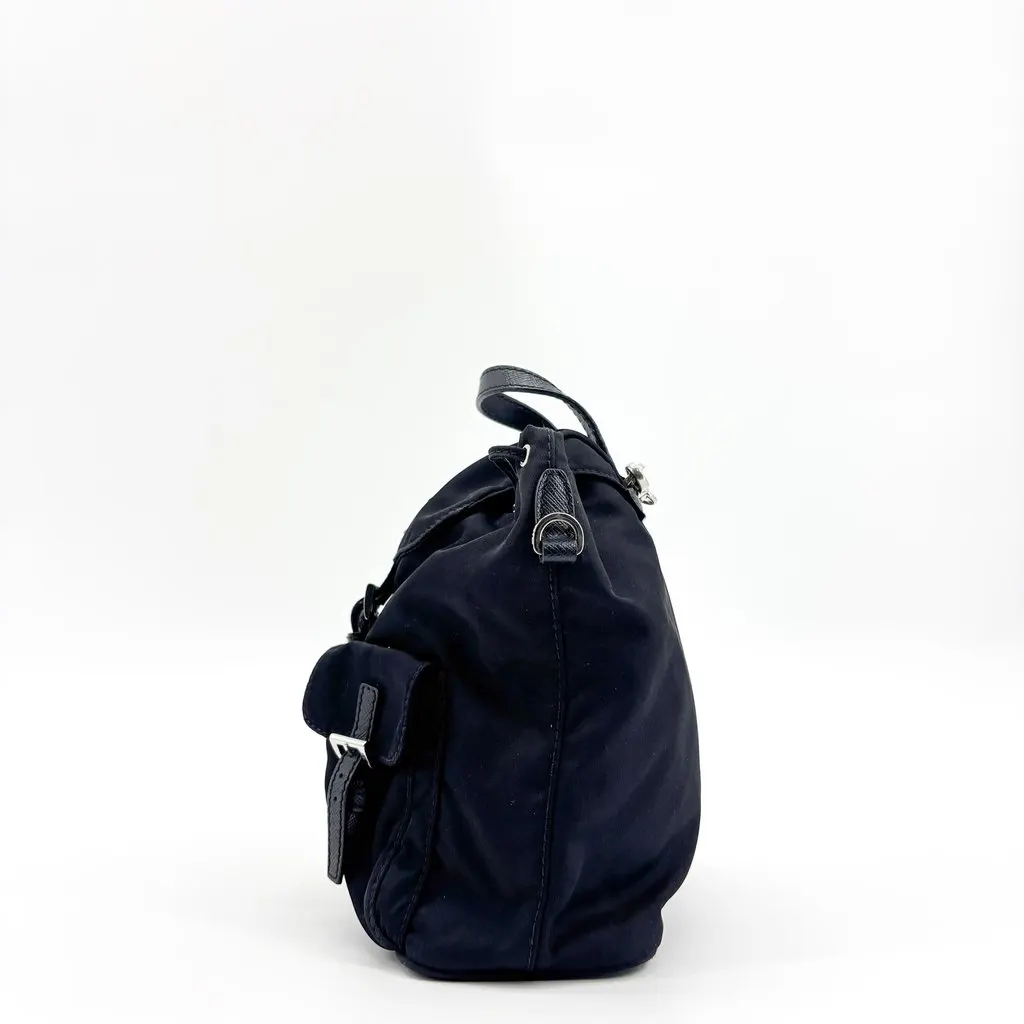 Prada Tessuto Nylon Mini Chain Backpack Black Black Polyamide Good - Inside View