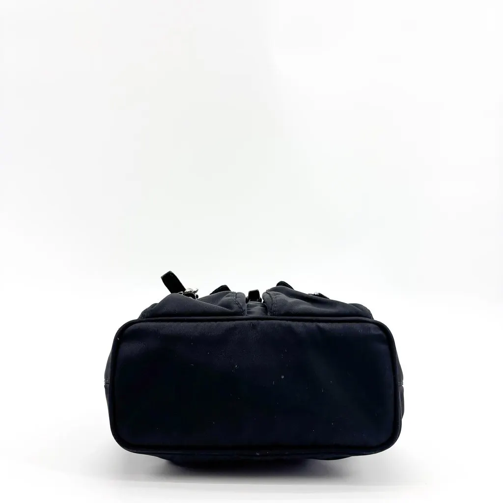 Prada Tessuto Nylon Mini Chain Backpack Black Black Polyamide Good - Box View