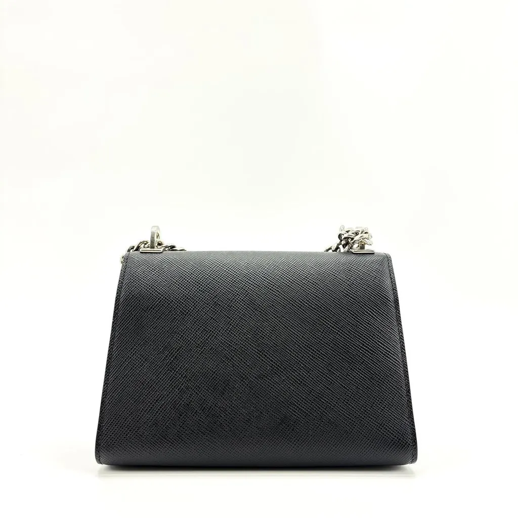 Prada Monochrome Saffiano Leather Shoulder Bag Black Black Leather Very good - Inside View