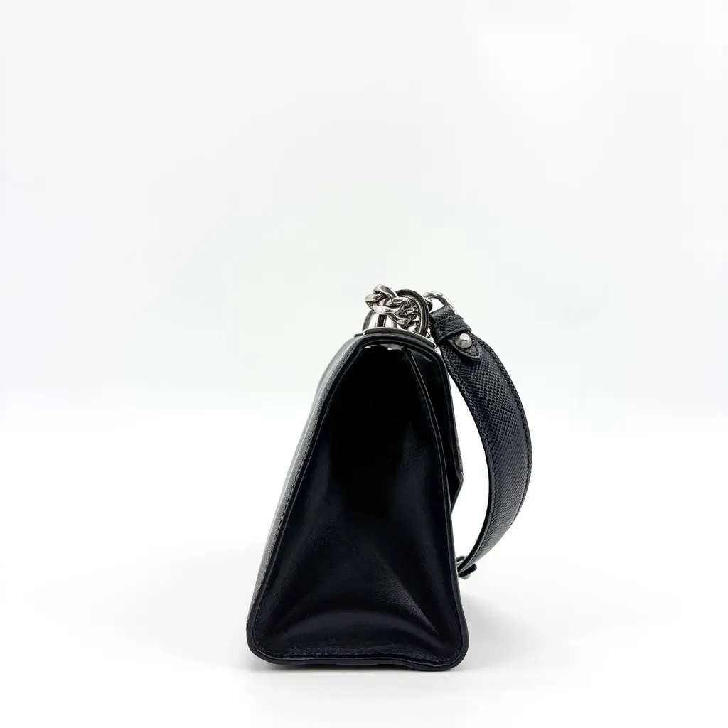 Prada Monochrome Saffiano Leather Shoulder Bag Black Black Leather Very good - Model View