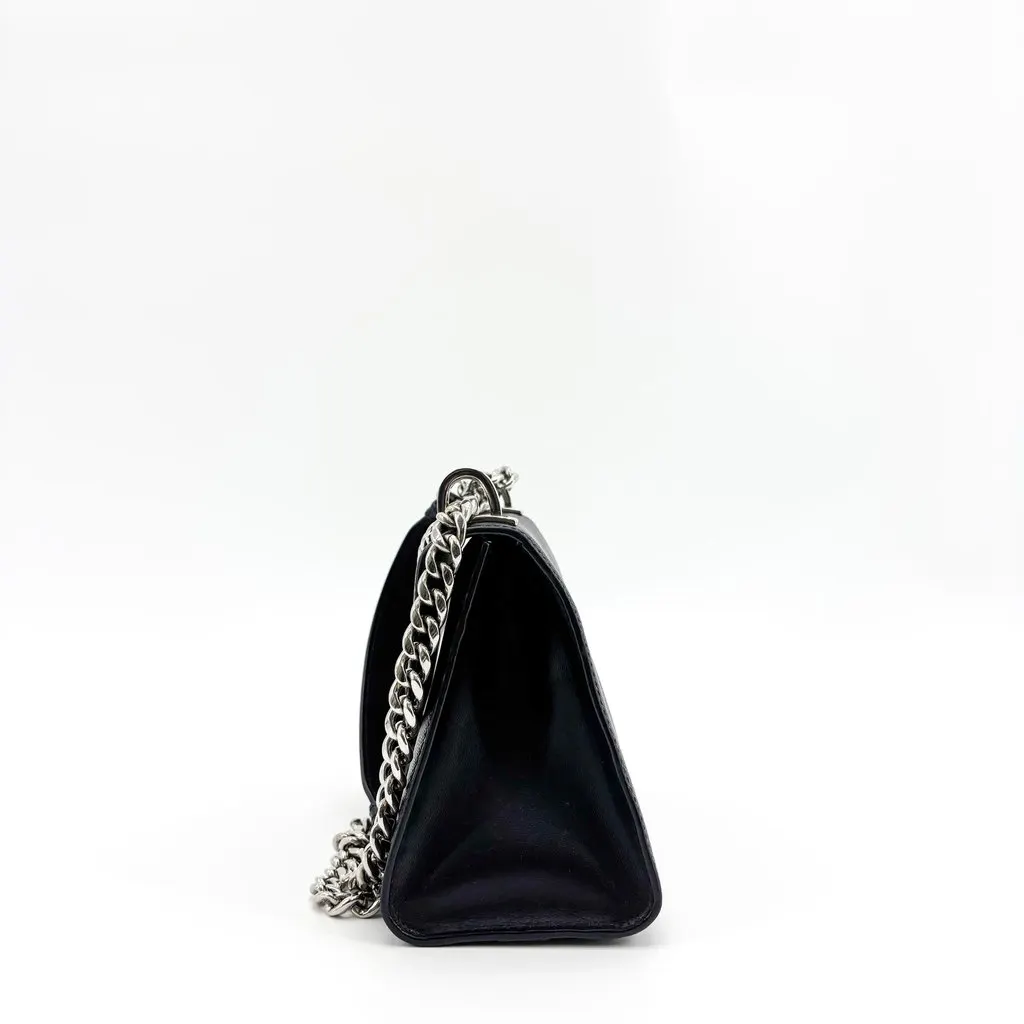 Prada Monochrome Saffiano Leather Shoulder Bag Black Black Leather Very good - Box View