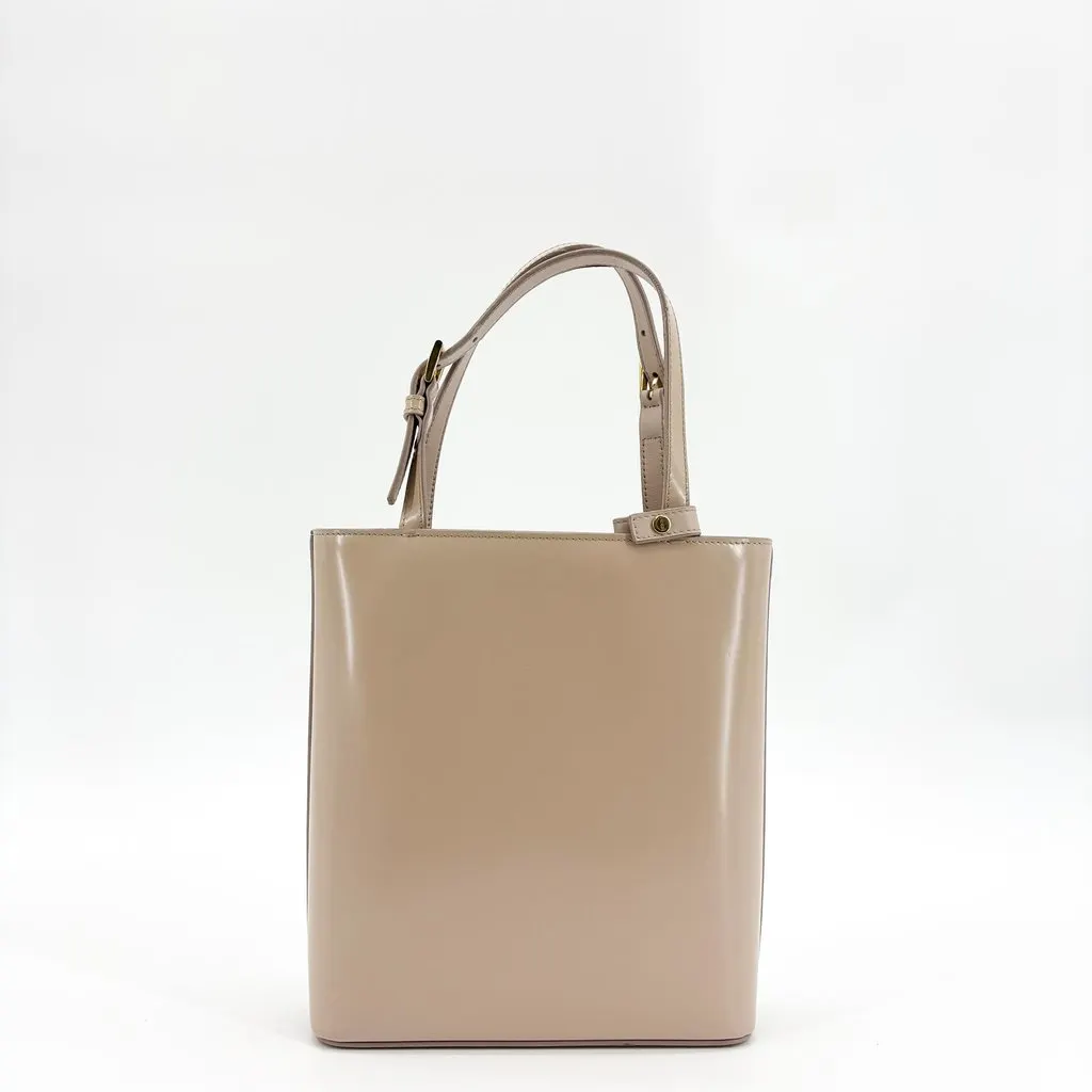 Prada Brushed Leather Small Shopping Tote Bag in Beige Beige Leather Good - Inside View