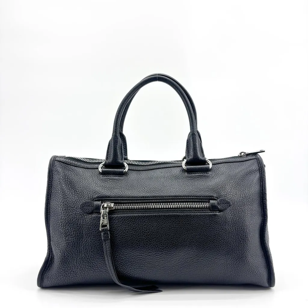 Prada Vitello Phenix Bauletto Bag Black Black Leather Good - Inside View