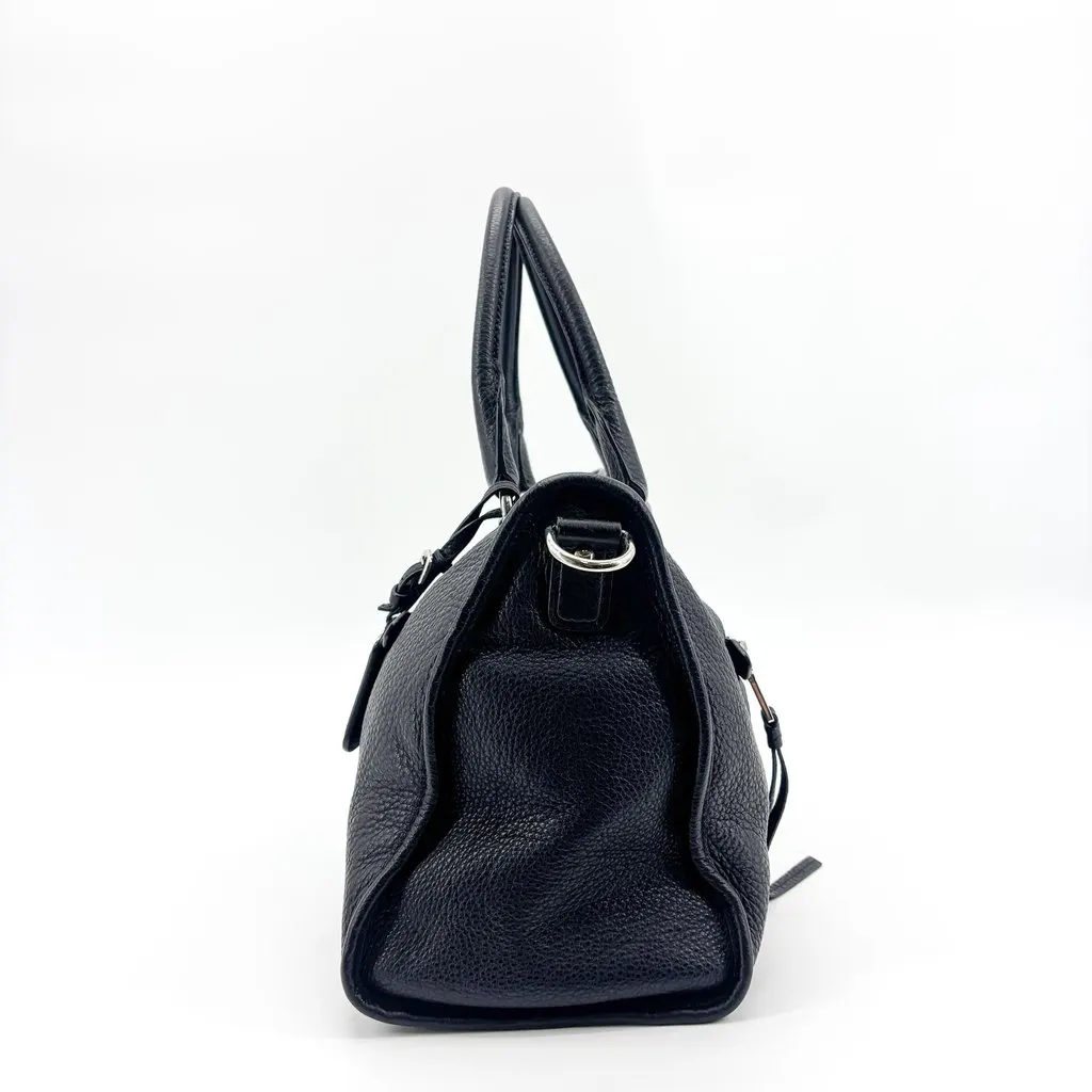 Prada Vitello Phenix Bauletto Bag Black Black Leather Good - Model View