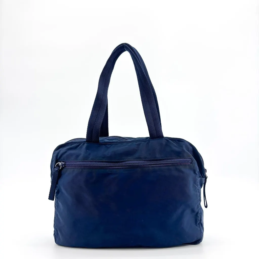 Prada Tessuto Nylon Tote Bag Navy Navy Polyamide Fair - Back View