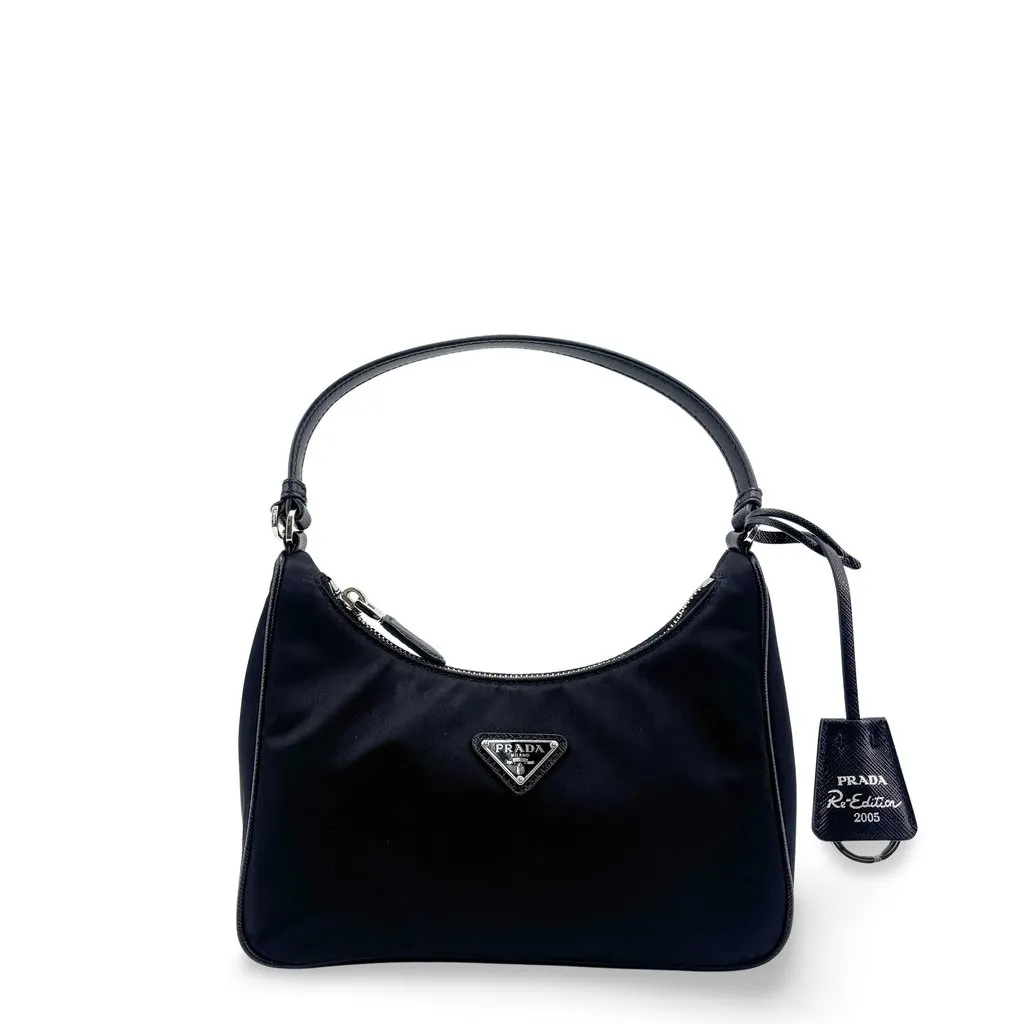 Prada Re-Edition 2005 Re-Nylon Mini Bag Black Black Polyamide Good - Front View
