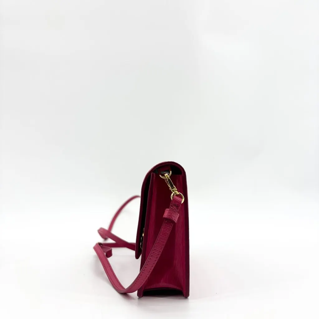 Prada Vitello Move Flap Shoulder Bag Red Red Leather Good - Inside View
