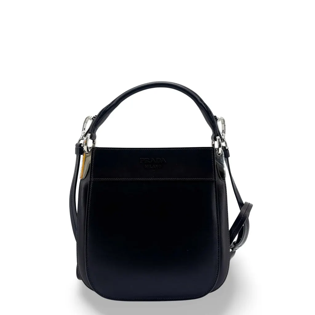 Prada Margit Small Leather Shoulder Bag Black Black Leather Very good - Front View