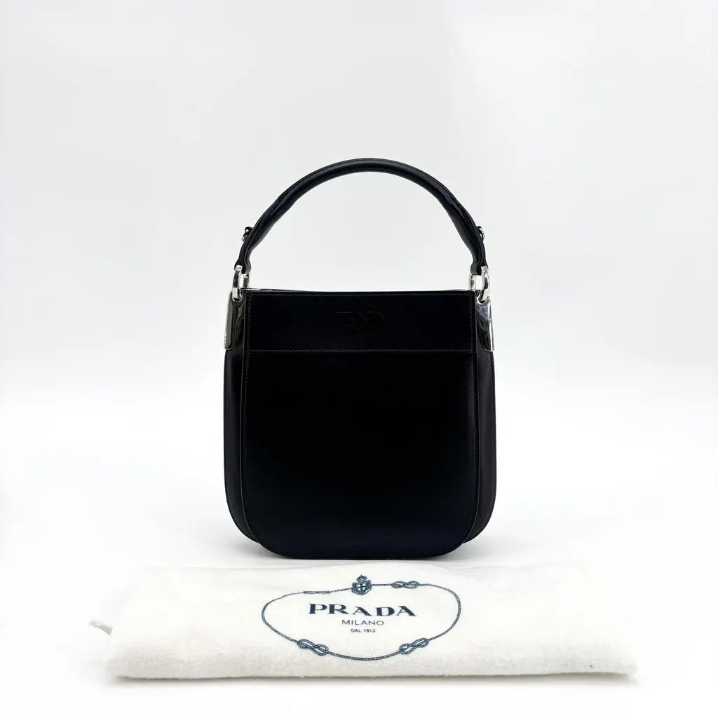 Prada Margit Small Leather Shoulder Bag Black Black Leather Very good - Back View