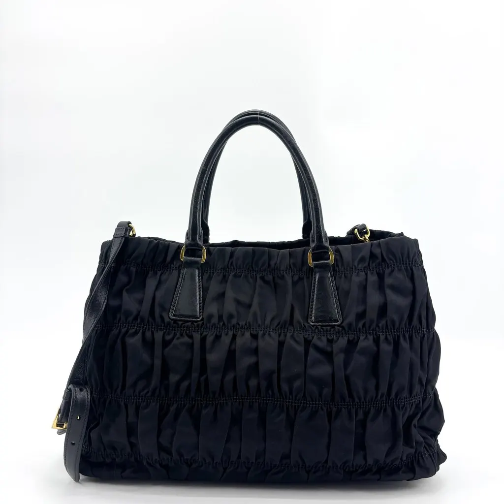 Prada Tessuto Gaufre 2way Tote Bag Black Black Polyamide Good - Back View
